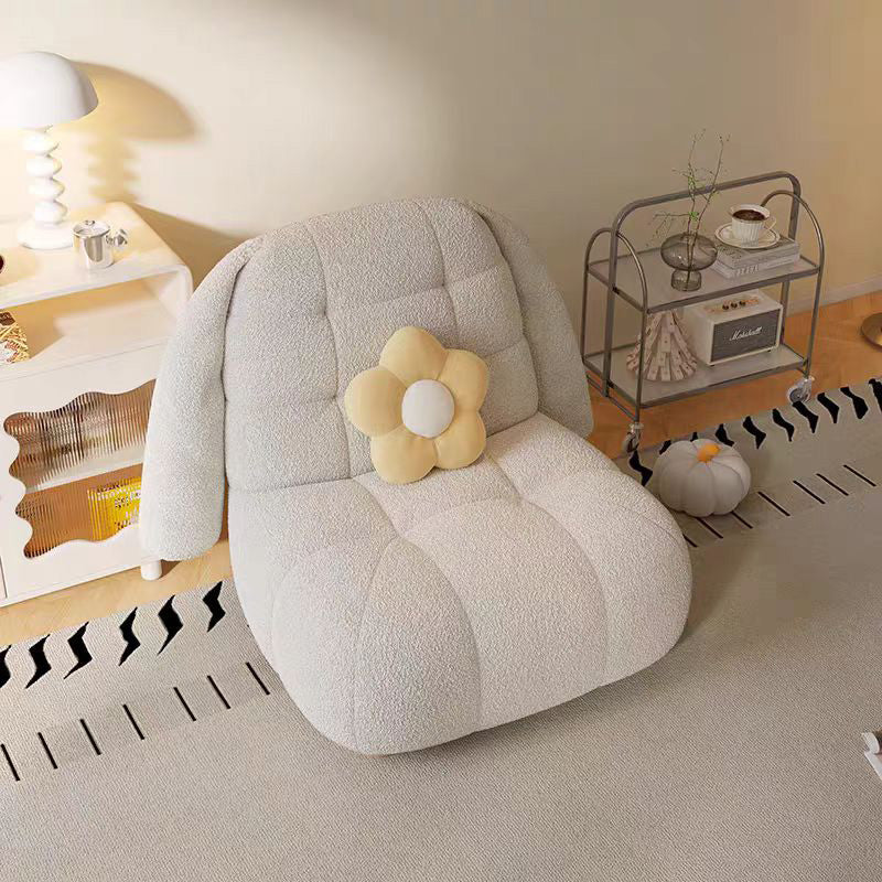 LIVARA EC1102 Wood Frame Solid Fleece Lamb Casual Chair