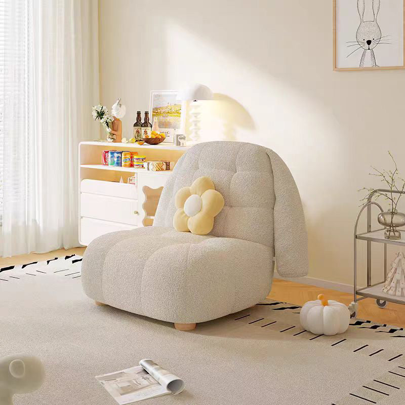 LIVARA EC1102 Wood Frame Solid Fleece Lamb Casual Chair