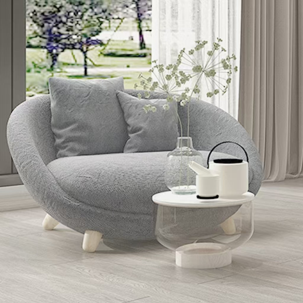 LIVARA EC1145 High-Density Leisure Light - Wood Foam Rebound Chair Solid Frame Grey
