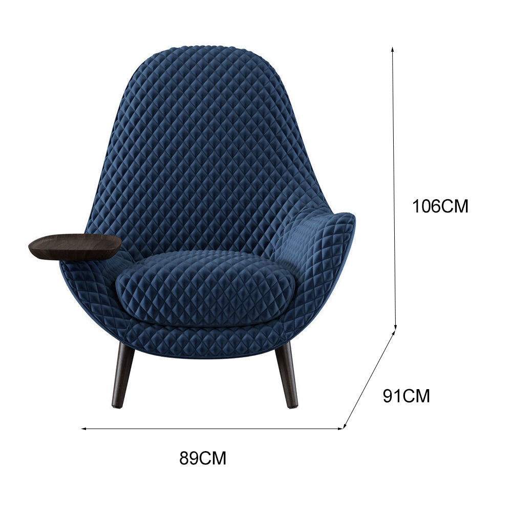 LIVARA EC1149 Hardware Frame Chair Silk Solid Leisure Wood Velvet - and Blue