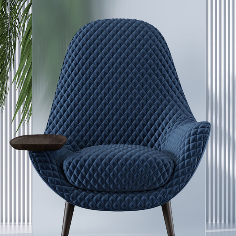 LIVARA EC1149 Hardware Frame Chair Silk Solid Leisure Wood Velvet - and Blue