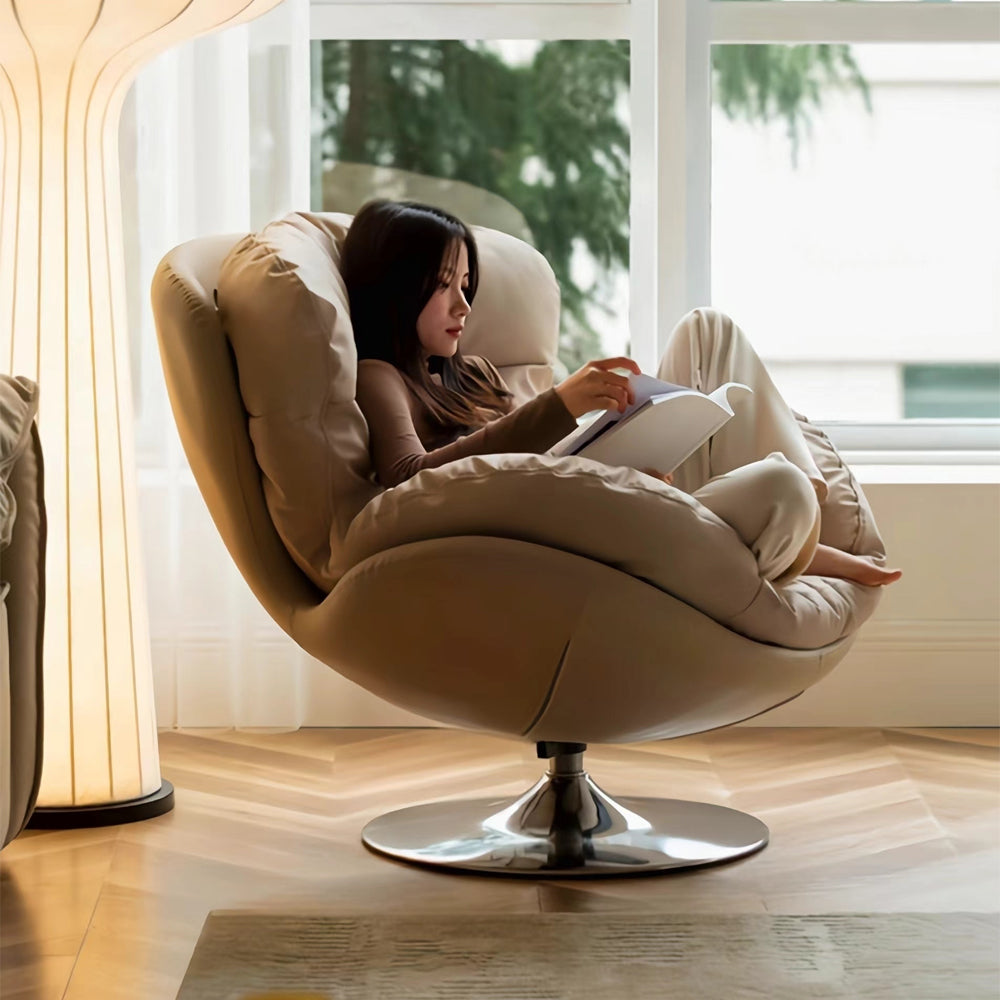 LIVARA EC1157 Fabric Scratch Frame Iron Cat Eggshell Chair