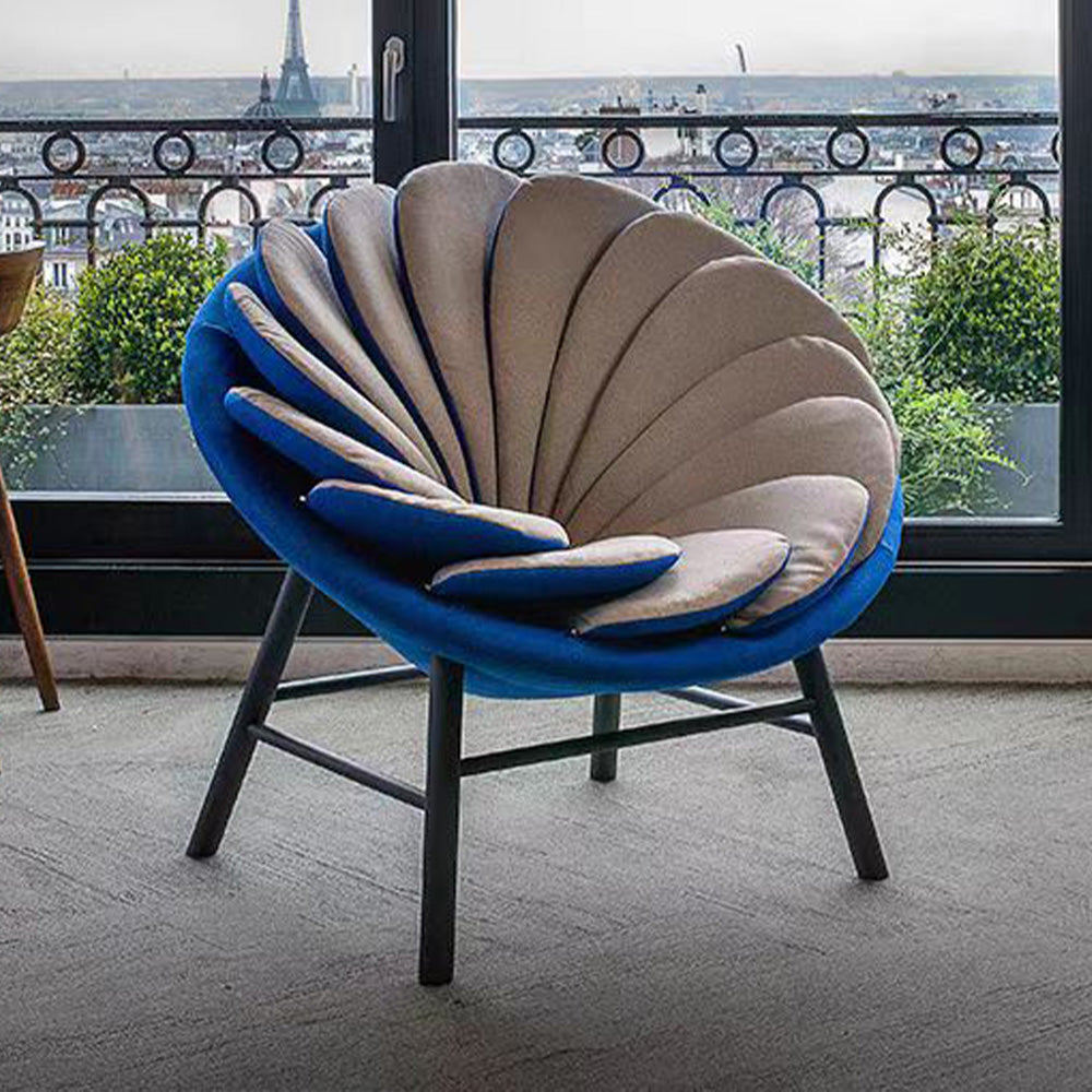 LIVARA EC1159 Sunflower Velvet Wood Design Leisure Ash Chair