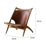 LIVARA EC1164 Wax Leather Leisure Wood White Saddle Legs Chair