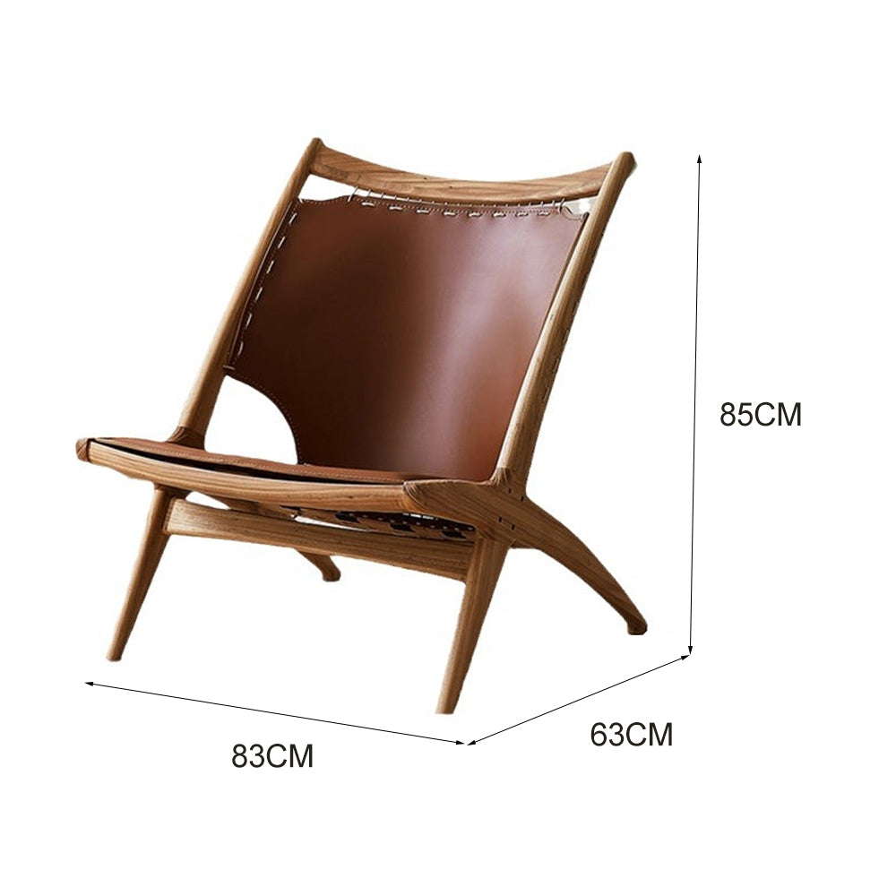 LIVARA EC1164 Wax Leather Leisure Wood White Saddle Legs Chair