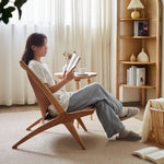LIVARA EC1164 Wax Leather Leisure Wood White Saddle Legs Chair