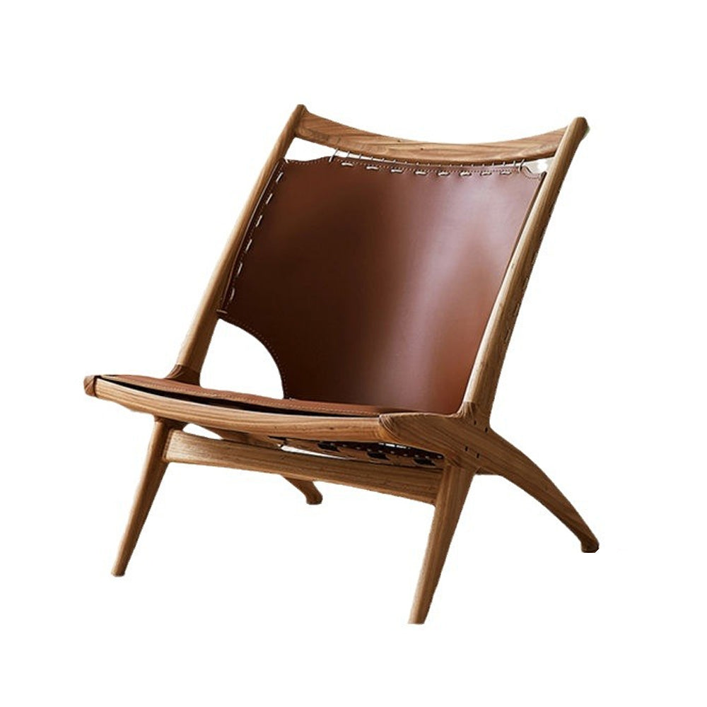 LIVARA EC1164 Wax Leather Leisure Wood White Saddle Legs Chair