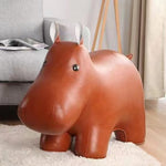 LIVARA EC1168 Cartoon Leather Wood Solid Hippo Leisure Waxed Chair