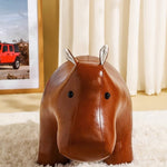 LIVARA EC1168 Cartoon Leather Wood Solid Hippo Leisure Waxed Chair