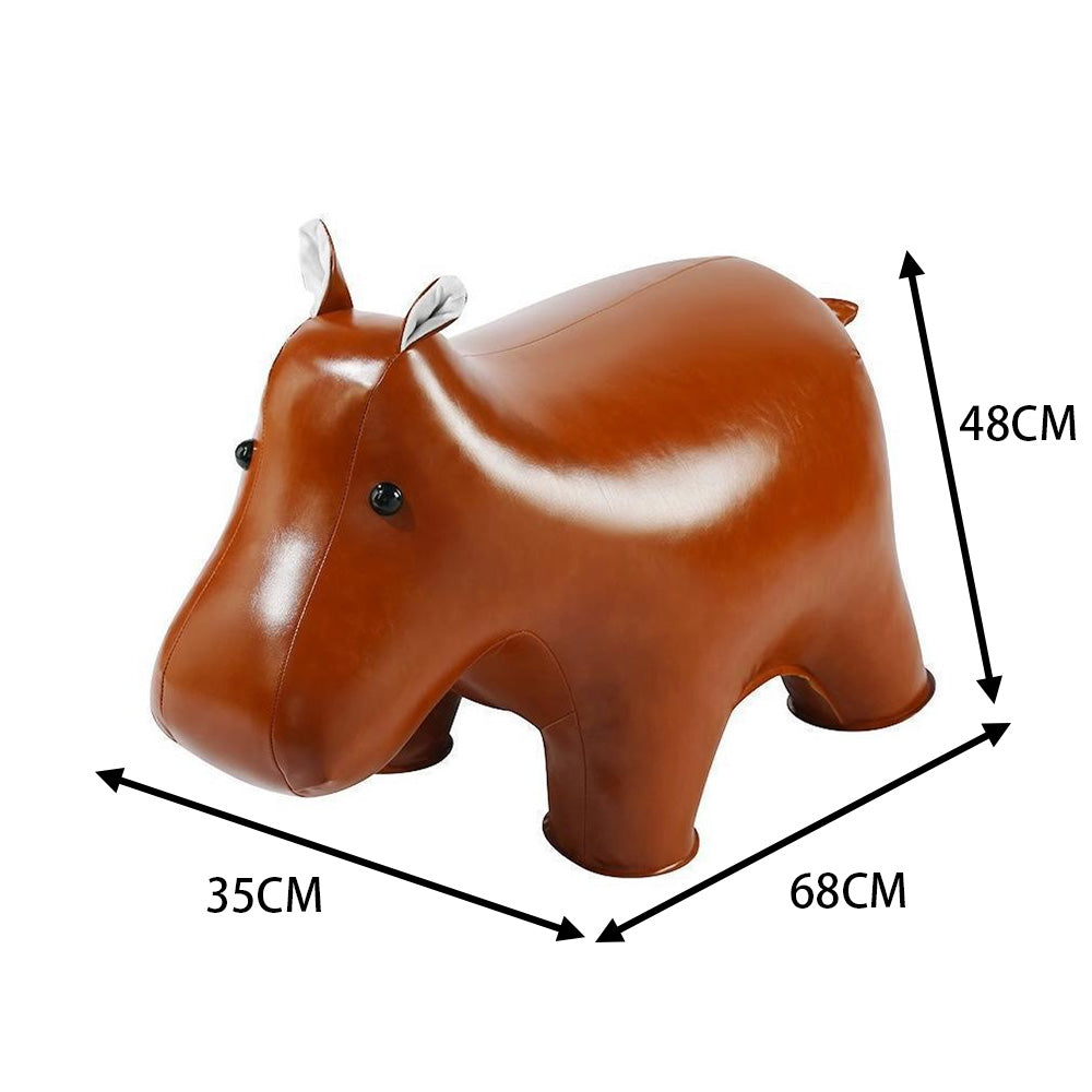 LIVARA EC1168 Cartoon Leather Wood Solid Hippo Leisure Waxed Chair