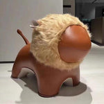 LIVARA EC1170 Cartoon Wood Animal Leisure Leather Waxed Solid Chair
