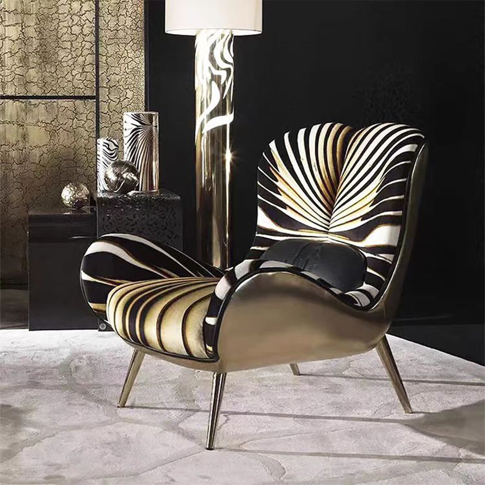 LIVARA EC1198 Design Tiger Pattern Leisure Molded Legs Foam Metal Chair