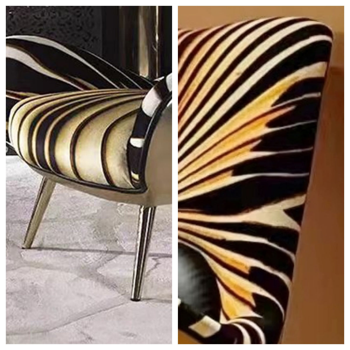 LIVARA EC1198 Design Tiger Pattern Leisure Molded Legs Foam Metal Chair