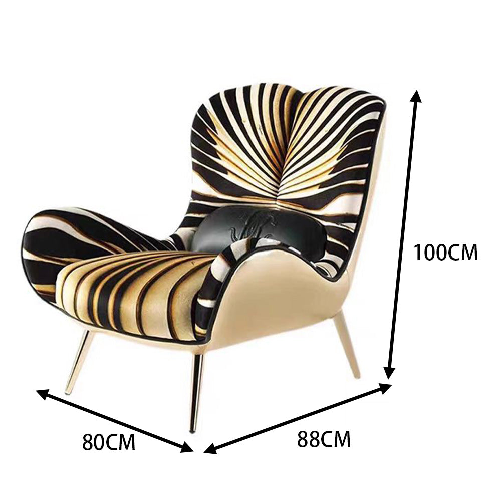 LIVARA EC1198 Design Tiger Pattern Leisure Molded Legs Foam Metal Chair