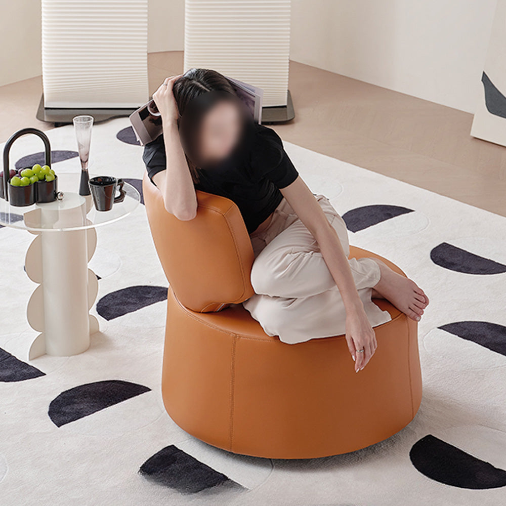 LIVARA FC1007 Manual Leather Faux Swivel Leisure Rocking Minimalist Chair