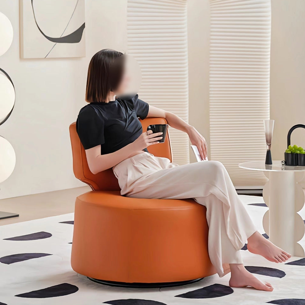 LIVARA FC1007 Manual Leather Faux Swivel Leisure Rocking Minimalist Chair