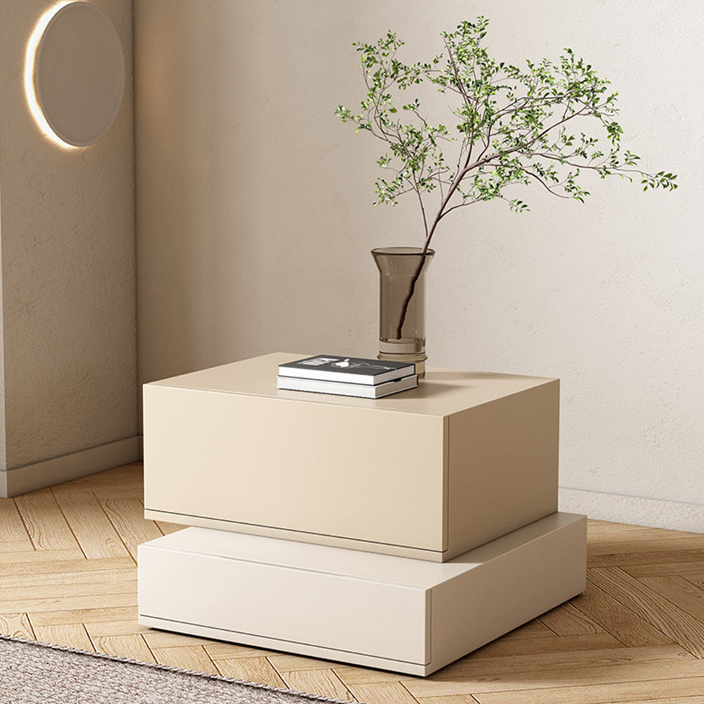 LIVARA NT1008 Side Bedside Table And Compact Table Minimalist-Style Simple Storage Apricot With - Beige