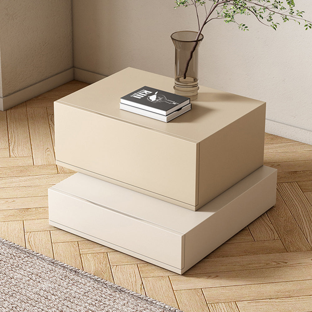 LIVARA NT1008 Side Bedside Table And Compact Table Minimalist-Style Simple Storage Apricot With - Beige