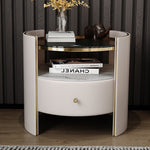 LIVARA NT1009 Round And With Sintered Modern Small Stone Luxury Top Side Table Bedside Glass Table