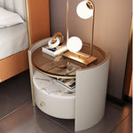 LIVARA NT1009 Round And With Sintered Modern Small Stone Luxury Top Side Table Bedside Glass Table