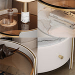 LIVARA NT1009 Round And With Sintered Modern Small Stone Luxury Top Side Table Bedside Glass Table