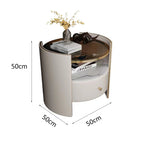 LIVARA NT1009 Round And With Sintered Modern Small Stone Luxury Top Side Table Bedside Glass Table