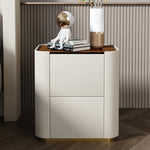 LIVARA NT1014 Cabinet Modern with Solid Simplicity - Table Glass Style Bedside Wood Side Top Small White