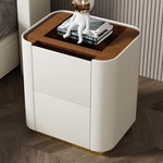 LIVARA NT1014 Cabinet Modern with Solid Simplicity - Table Glass Style Bedside Wood Side Top Small White