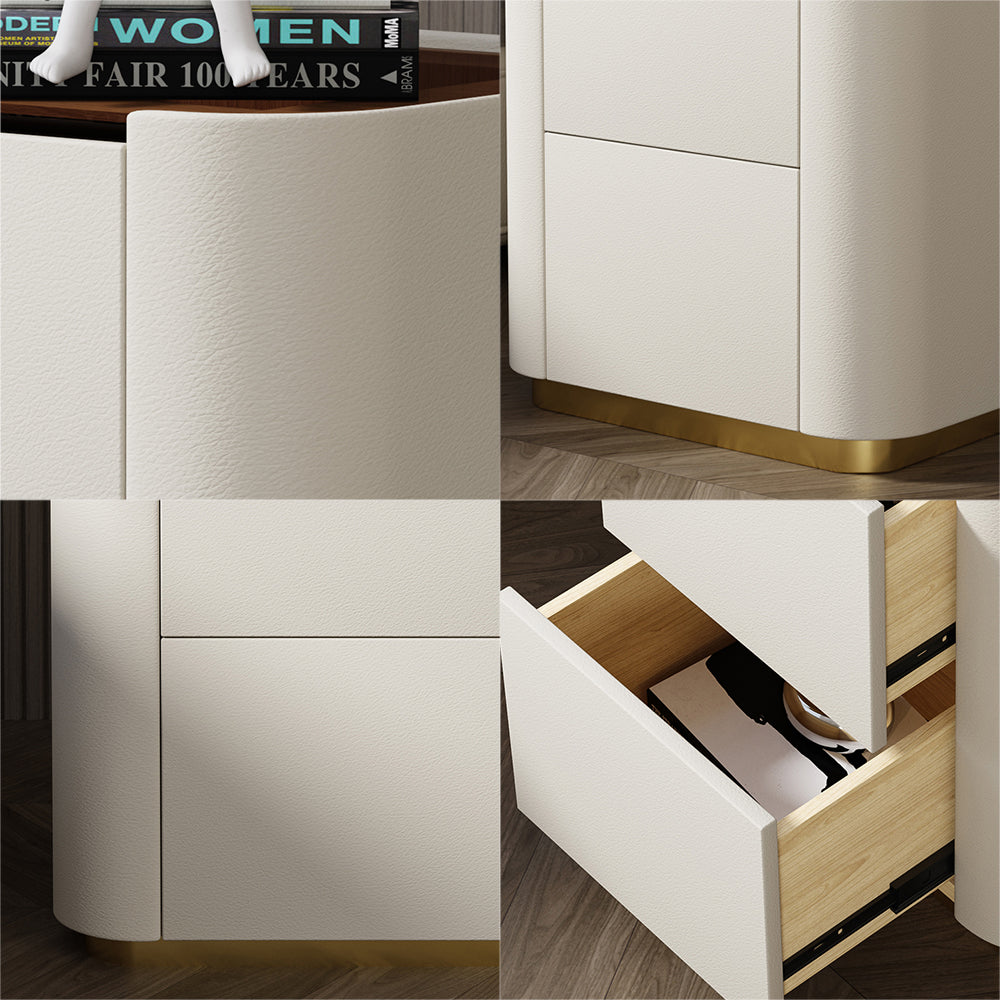 LIVARA NT1014 Cabinet Modern with Solid Simplicity - Table Glass Style Bedside Wood Side Top Small White