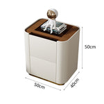 LIVARA NT1014 Cabinet Modern with Solid Simplicity - Table Glass Style Bedside Wood Side Top Small White