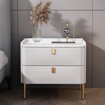 LIVARA NT1017 - Top Small Solid with Cabinet Wood Sintered Side Style Stone Simplicity Bedside Modern Table White