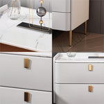 LIVARA NT1017 - Top Small Solid with Cabinet Wood Sintered Side Style Stone Simplicity Bedside Modern Table White