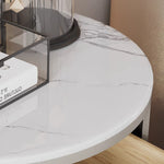 LIVARA NT1018 Style Wood Cabinet Bedside with Modern Simplicity Sintered Stone Top - Solid Small Table Side White