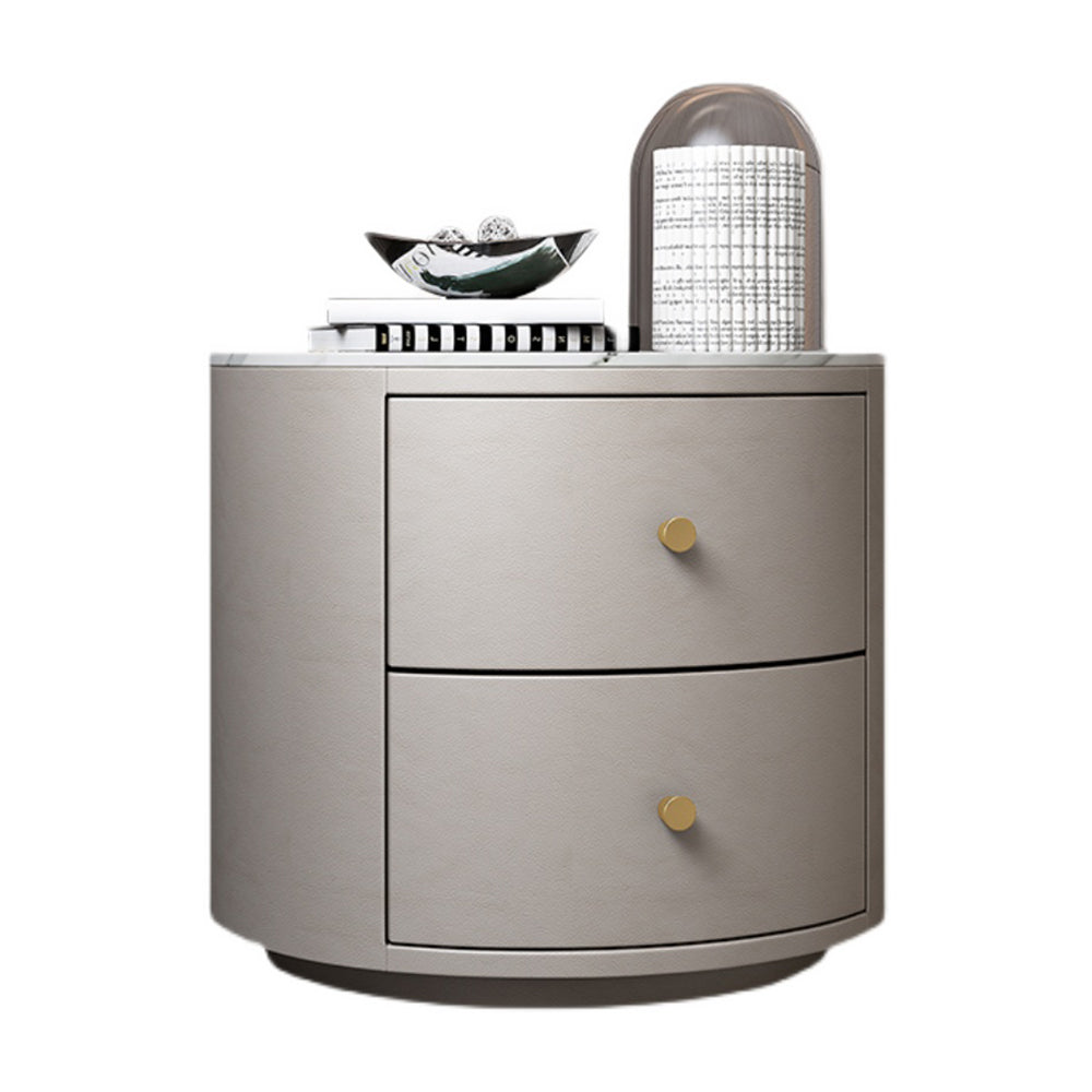 LIVARA NT1018 Style Wood Cabinet Bedside with Modern Simplicity Sintered Stone Top - Solid Small Table Side White