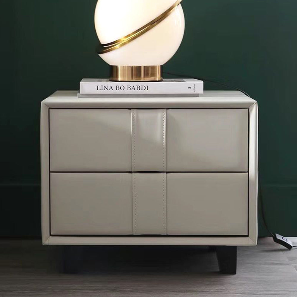 LIVARA NT1024 Modern - Table Side Minimalist Style MDF Upholstered Cabinet Small Bedside White