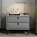 LIVARA NT1025 - Modern Small Side Bedside Style Table Cabinet MDF Leather-Wrapped Faux Grey