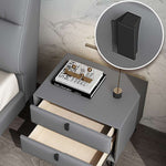 LIVARA NT1025 - Modern Small Side Bedside Style Table Cabinet MDF Leather-Wrapped Faux Grey