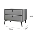 LIVARA NT1025 - Modern Small Side Bedside Style Table Cabinet MDF Leather-Wrapped Faux Grey
