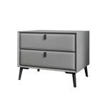 LIVARA NT1025 - Modern Small Side Bedside Style Table Cabinet MDF Leather-Wrapped Faux Grey