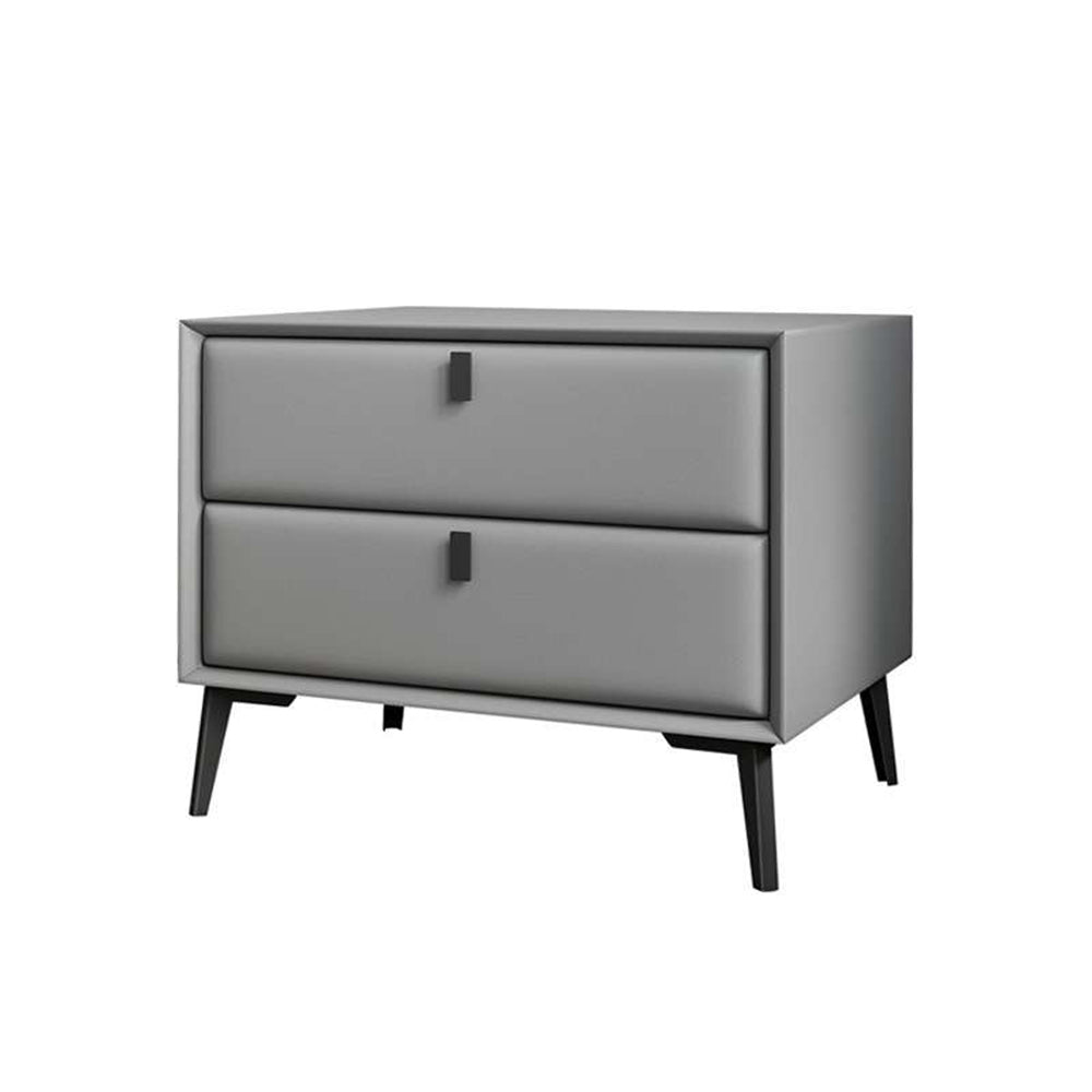LIVARA NT1025 - Modern Small Side Bedside Style Table Cabinet MDF Leather-Wrapped Faux Grey
