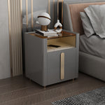 LIVARA NT1027 Side Small Modern Solid Bedside Luxury Style Top Wood Glass Table With Cabinet
