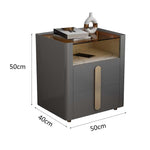 LIVARA NT1027 Side Small Modern Solid Bedside Luxury Style Top Wood Glass Table With Cabinet