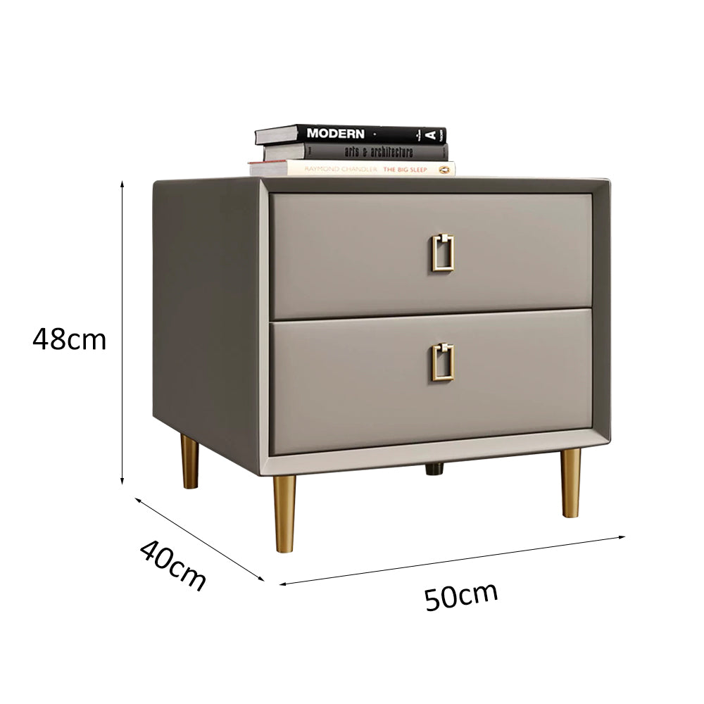 LIVARA NT1028 Leather Table / Luxury Style Modern Side Bedside Faux Table