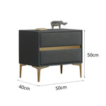 LIVARA NT1030 Table Faux Luxury Leather Wood Bedside Side / Style Solid Modern Table