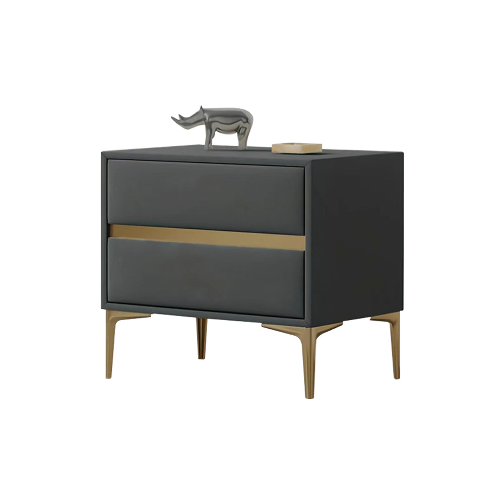 LIVARA NT1030 Table Faux Luxury Leather Wood Bedside Side / Style Solid Modern Table