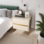 LIVARA NT1030 Table Faux Luxury Leather Wood Bedside Side / Style Solid Modern Table