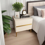 LIVARA NT1030 Table Faux Luxury Leather Wood Bedside Side / Style Solid Modern Table