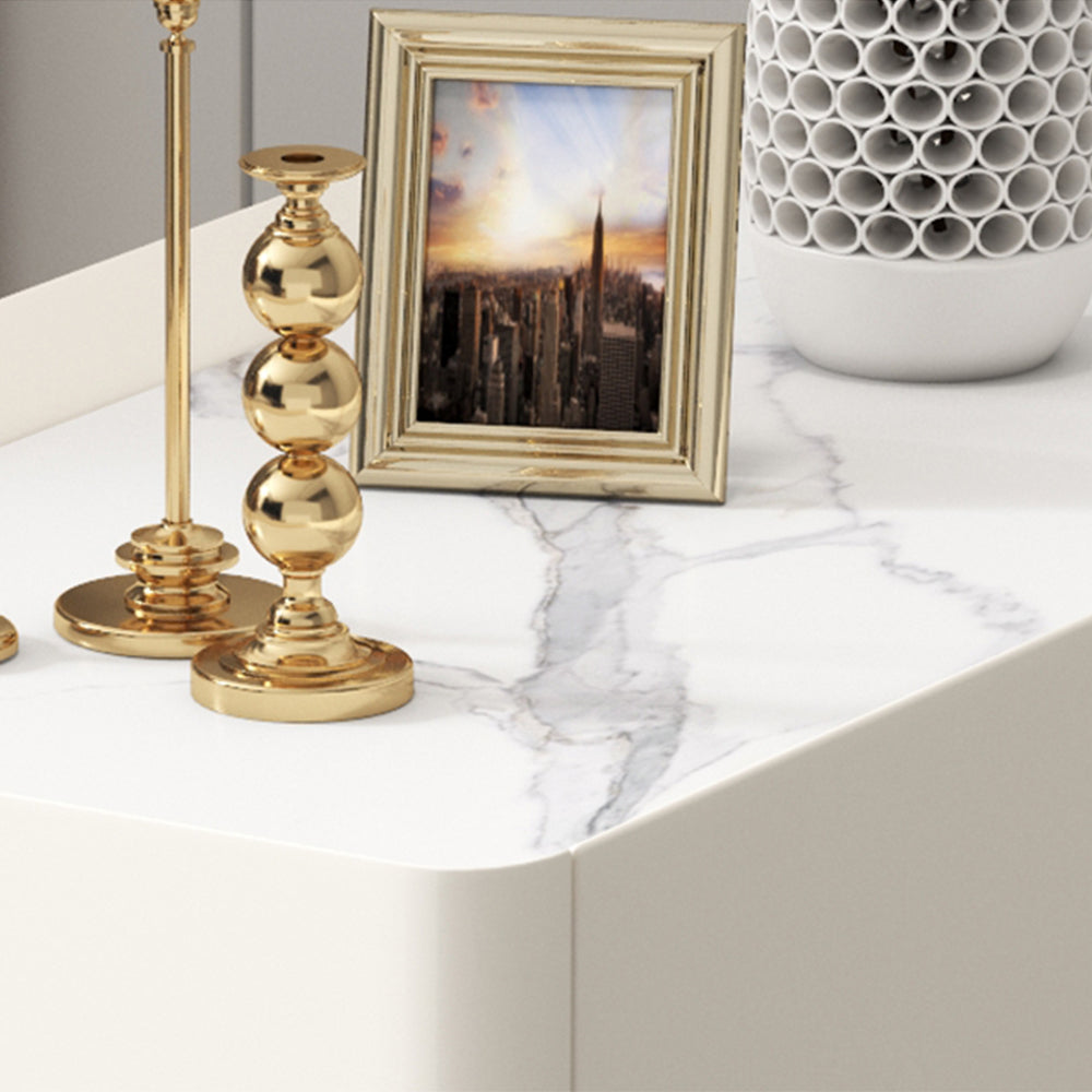 LIVARA NT1032 Bedside Top Size Modern With Side Sintered Table Stone Mini MDF / Style Luxury Small Table