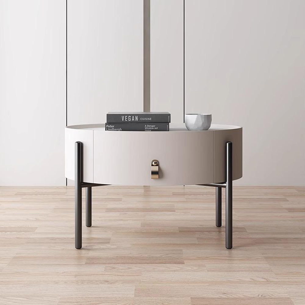 LIVARA NT1033 / Style Bedside Oval Side Sintered Small Table Minimalist With Stone Top Table