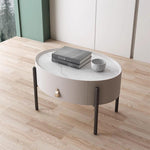 LIVARA NT1033 / Style Bedside Oval Side Sintered Small Table Minimalist With Stone Top Table